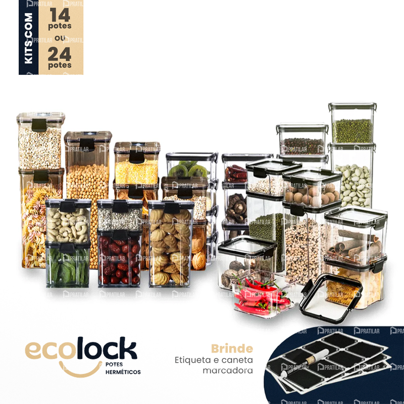 EcoLock™ - Kit Potes Herméticos de Vidro + (Brindes Exclusivos)