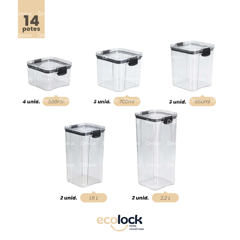 EcoLock™ - Kit Potes Herméticos de Vidro + (Brindes Exclusivos)