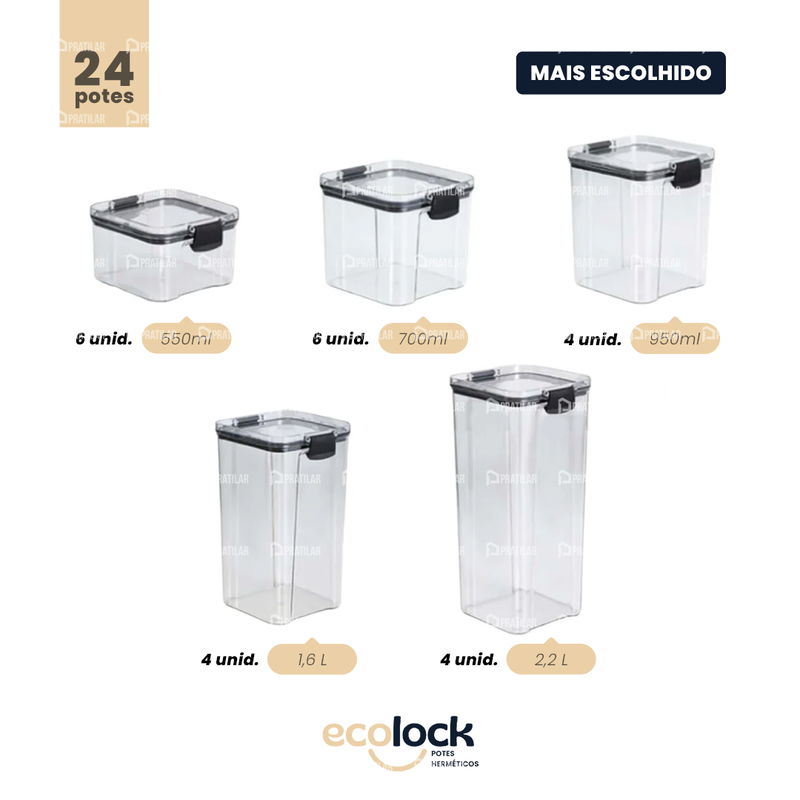 EcoLock™ - Kit Potes Herméticos de Vidro + (Brindes Exclusivos)