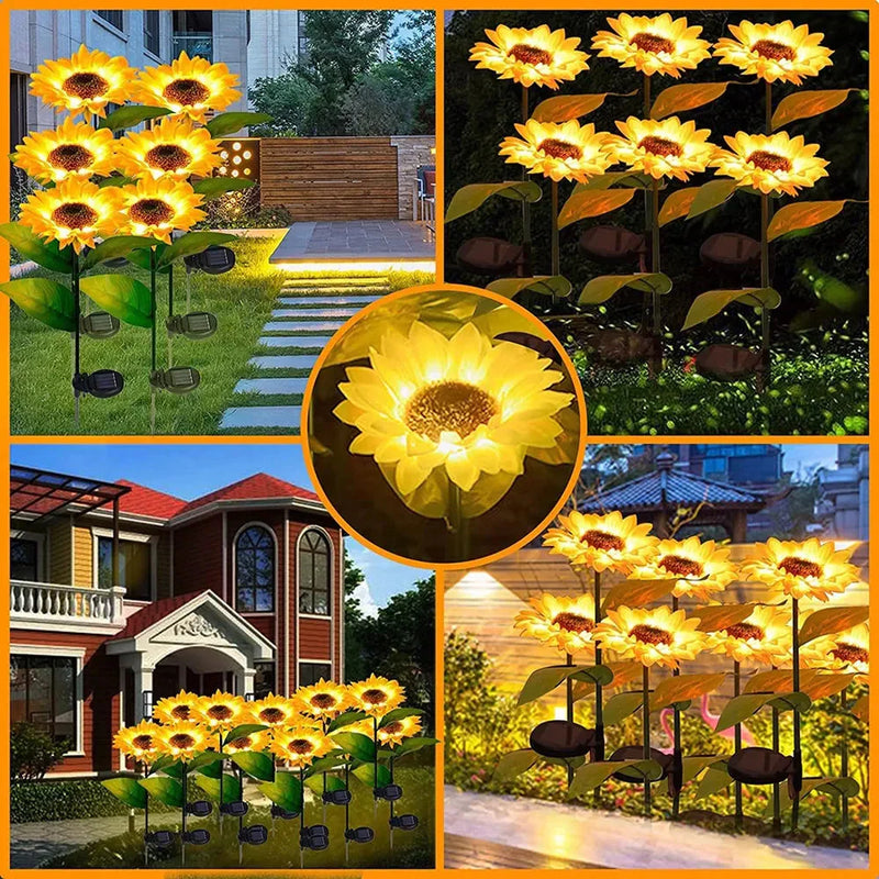 Luminária Solar para Jardim Áreas Externas Modelo Girassol